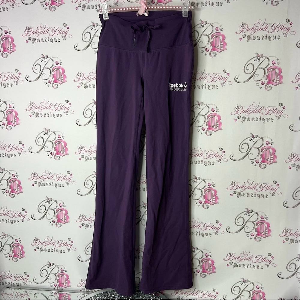 Reebok pants wide leg comfy stretchy yoga pants Deep Purple Fitness Pants